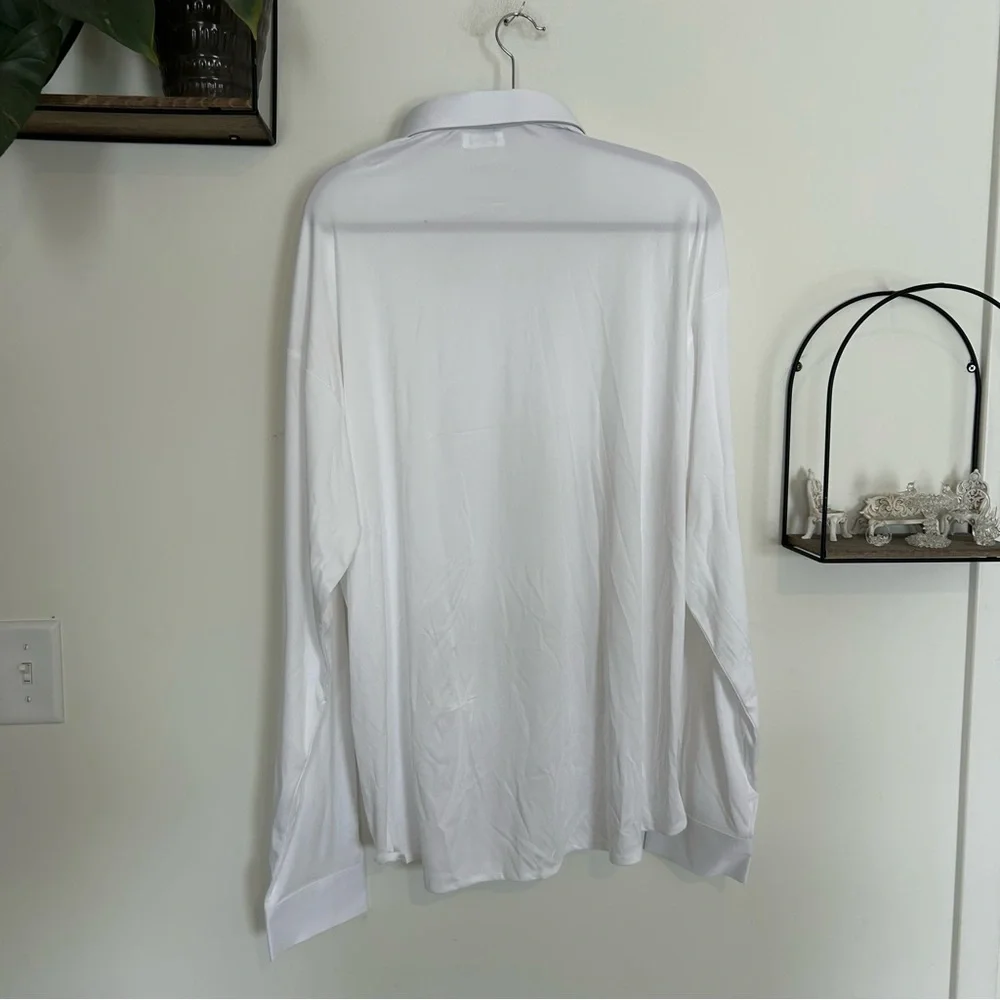 Collars &‎ Co White Long Sleeve Dress Collar Polo Shirt Button Up Size 3XL